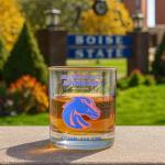 Boise State University Whiskey Glass Set (2 Low Ball Glasses) - Contains Full Color Boise State Broncos Logo & Campus Map - Gift Idea for Boise State University College Grads & Alumni - Glassware