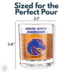 Boise State University Whiskey Glass Set (2 Low Ball Glasses) - Contains Full Color Boise State Broncos Logo & Campus Map - Gift Idea for Boise State University College Grads & Alumni - Glassware