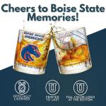 Boise State University Whiskey Glass Set (2 Low Ball Glasses) - Contains Full Color Boise State Broncos Logo & Campus Map - Gift Idea for Boise State University College Grads & Alumni - Glassware