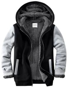 WINDFIT Men's Zip Winter Workout Fleece Hoodie Jackets Full Zip Wool Warm Thick Coats Black X-Large