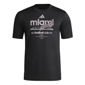 Adidas Mens Inter Miami CF Pre-Game Short Sleeve Soccer T-Shirt,Black/Club Inter De Futbol Miami,X-Large