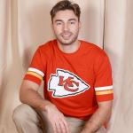 Men's Team Color V-Neck Mesh Stripe T-Shirt