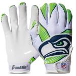 Franklin Sports Seattle Seahawks Youth NFL Football Receiver Gloves - Receiver Gloves for Kids - NFL Team Logos and Silicone Palm - Youth S/XS Pair