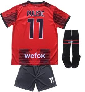 KWFOM Milan Pulisic #11 Home Limited Edition Kids Soccer Jersey Kit with Shorts/Socks Set Youth Sizes (Red/Black, 26)