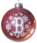 MLB Large Ball Ornament, Clear Glass with Glitter Inside (Boston Red Sox)