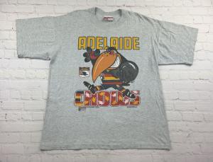 Adelaide Crows Vintage 1993 AFL Premiers Grey Large Print T Shirt Size XXL