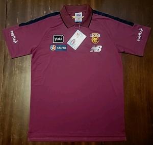 Brisbane Lions 2024 AFL Mens Media Polo Shirt AFL ON FIELD NWT Medium Maroon 