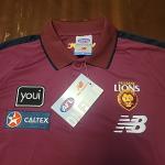 Brisbane Lions 2024 AFL Mens Media Polo Shirt AFL ON FIELD NWT Medium Maroon 