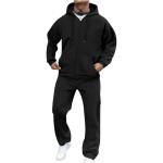 Mens Track Suits 2 Piece Set Fleece Lined Sweatsuits Full Zip Up Hoodie and Cargo Pants Tracksuits with Pockets 2025 Fall Fashion Gym Outfits Activewear Workout Clothes 01# Black Large