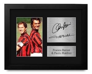 HWC Trading Franco Baresi & Paolo Maldini AC Milan Framed Gifts Printed Signed Autograph Picture for Fans and Supporters - US Letter Size