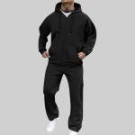 Mens Track Suits 2 Piece Set Fleece Lined Sweatsuits Full Zip Up Hoodie and Cargo Pants Tracksuits with Pockets 2025 Fall Fashion Gym Outfits Activewear Workout Clothes 01# Black Large
