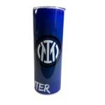 Inter Milan Official Team Logo Tumbler, Navy Blue, Stainless Steel, 20 oz, Insulated Travel Cup