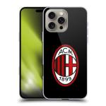 Head Case Designs Officially Licensed AC Milan Full Colour Black Crest Hard Back Case Compatible with Apple iPhone 16 Pro Max