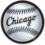 Amscan Chicago White Sox Round Plates, 9", Pack of 18
