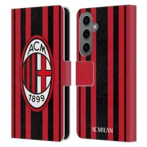 Head Case Designs Officially Licensed AC Milan Home 2021/22 Crest Kit Leather Wallet Case Compatible with Samsung Galaxy S25
