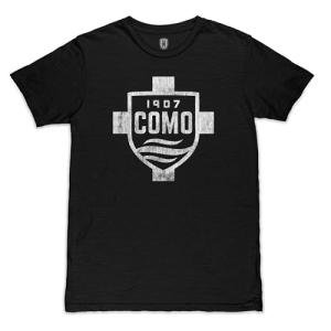 Como 1907 Mono Badge Premium Vintage Cotton Slub T-Shirt- Black (US, Alpha, Medium, Regular, Regular, Black)