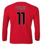 Soccer Star Player Jersey Style Milan #11 Pulisic Youth Long Sleeve T-Shirt (Red, Youth X-Large)
