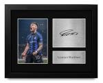 HWC Trading Lautaro Martínez Inter Milan Gifts Printed Signed Autograph Picture for Soccer Fans and Supporters - US Letter Framed