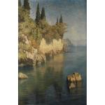 ArtDirect View of the rocky shore of Lake Como (1907) Unframed Art Print Giclee Poster by Felix Possart - Ready for Framing with Customization Sizes 7x10, 9x14, 13x20, 24x36, 31x48 and 39x60 inches
