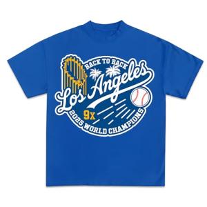 Baseball 2025 World & League Champions T-Shirt | Los Angeles LA Finals Merch | Premium Tee Shirt for Men & Women (US, Alpha, X-Large, Regular, Regular, LA Royal)