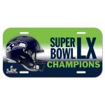 Seattle Seahawks 60 LX Official Super Bowl Champions Plastic License Plate