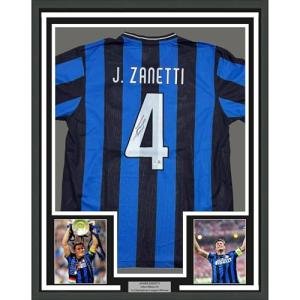 Framed Autographed/Signed Javier Zanetti 35x39 Inter Milan Soccer Futbol Jersey Beckett BAS COA