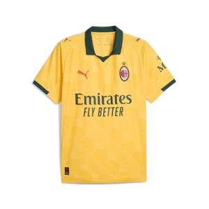 PUMA Men's A.C. Milan Jersey Replica, Sunny Yellow-Dark Myrtle AH25, Small ACM 3Rd Jersey Replica