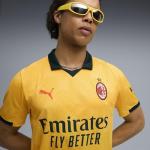 PUMA Men's A.C. Milan Jersey Replica, Sunny Yellow-Dark Myrtle AH25, Small ACM 3Rd Jersey Replica