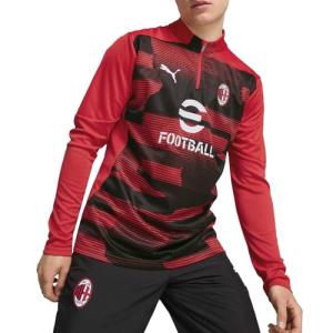 PUMA Mens Ac Milan Pre-Match Mock Neck Long Sleeve Quarter Zip Casual Tops Casual - Red - Size M
