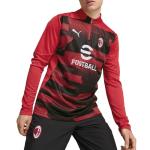PUMA Mens Ac Milan Pre-Match Mock Neck Long Sleeve Quarter Zip Casual Tops Casual - Red - Size M