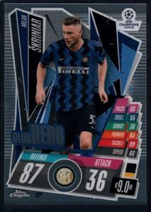 2020-21 Topps Chrome Match Attax UEFA UCL League #127 Milan Skriniar Inter Milan Soccer Trading Card