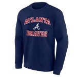 MLB Kids Youth 8-20 Official City Headline Arch Logo Fleece Lined Crewneck Sweatshirt (US, Numeric, 10, 12, Regular, Atlanta Braves - Navy)