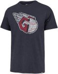 MLB Men's Distressed Imprint Match Team Color Primary Logo Word Mark T-Shirt (Cleveland Guardians Navy, Large)
