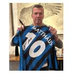 Exclusive Memorabilia Javier Zanetti and Lothar Matthäus Signed Inter Milan Soccer Jerseys. Dual Frame
