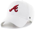 47 MLB White Team Color Primary Logo Clean Up Adjustable Strap Hat Cap, Adult One Size Fits All - Atlanta Braves White