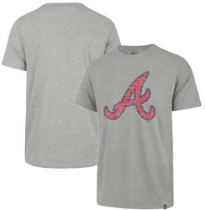 47 Brand MLB Men's Team Color Distressed Imprint Primary Logo Short Sleeve Baseball T-Shirt - Atlanta Braves - Gray - XX-Large