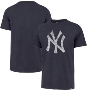 47 Brand MLB Men's Team Color Distressed Imprint Primary Logo Short Sleeve Baseball T-Shirt - New York Yankees - Navy - X-Large
