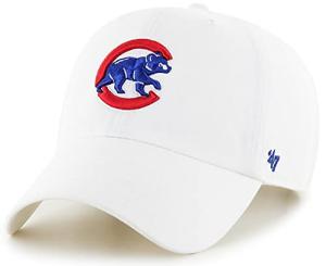 47 MLB White Team Color Primary Logo Clean Up Adjustable Strap Hat Cap, Adult One Size Fits All - Chicago Cubs White