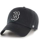 47 Brand MLB Black White Outline Primary Logo Clean Up Adjustable Baseball Cap Hat, Adult One Size Fits All - Boston Red Sox Black White Outline