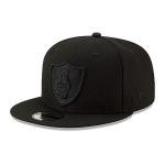 New Era NFL 9FIFTY Black On Black Adjustable Snapback Hat Cap One Size Fits All (Las Vegas Raiders)
