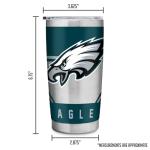 Rico Industries NFL Football Philadelphia Eagles 20oz Stainless Steel Tumbler with Lid - Great For Coffee, Tea, Water or Cocktails