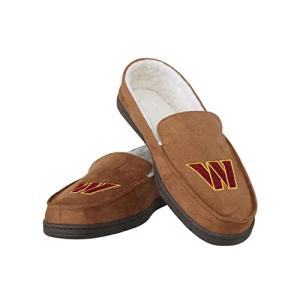 FOCO Washington Commanders NFL Mens Beige Moccasin Slippers - L