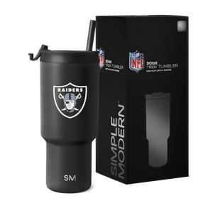 Simple Modern Officially Licensed NFL Las Vegas Raiders 30 oz Tumbler with Flip Lid and Straws | Insulated Cup Stainless Steel | Gifts for Men Women | Trek Collection | Las Vegas Raiders
