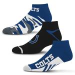 For Bare Feet NFL Indianapolis Colts CAMO BOOM 3 Pack Ankle Sock Team Colors Large