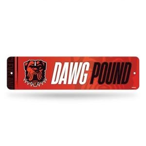Rico Industries NFL Football Cleveland Browns Metal Street Sign 4" x 15" Home Décor - Bedroom - Office - Man Cave