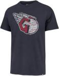 47 Brand MLB Men's Team Color Distressed Imprint Primary Logo Short Sleeve Baseball T-Shirt - Cleveland Guardians - Navy - Large