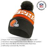 Ultra Game NFL Official Adults Unisex Super Soft Winter Beanie Knit Hat with Extra Warm Touch Screen Gloves, Cleveland Browns, Team Color 1, 1SIZE