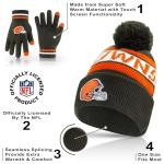 Ultra Game NFL Official Adults Unisex Super Soft Winter Beanie Knit Hat with Extra Warm Touch Screen Gloves, Cleveland Browns, Team Color 1, 1SIZE