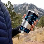 Rico Industries NFL Football Carolina Panthers 20oz Stainless Steel Tumbler with Lid - Great For Coffee, Tea, Water or Cocktails