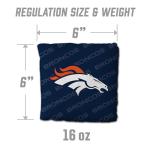 YouTheFan Officially-Licensed NFL Denver Broncos Set of 4 Cornhole Bags - All Weather Regulation 6” x 6” Size - 16oz Weight - Designed in USA